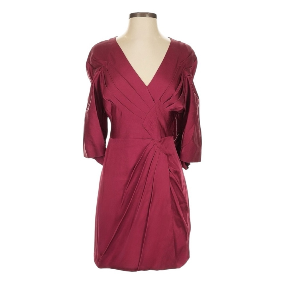 BCBGMAXAZRIA Runway Limited Edition Satin Dress Cranberry Red Size 2 NWT $338